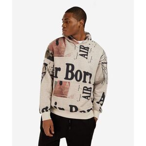 ✅Air Jordan AOP Heritage Knit Hoodie Pullover Men's SZ S Cream II FN6517-236